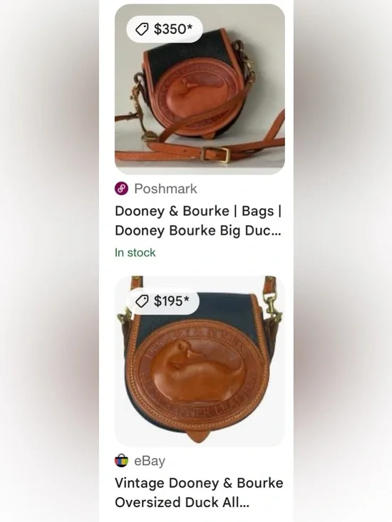 Vintage Dooney & Bourke Big Duck All Weather Saddle Bag in Blue and British Tan - Picture 12 of 13